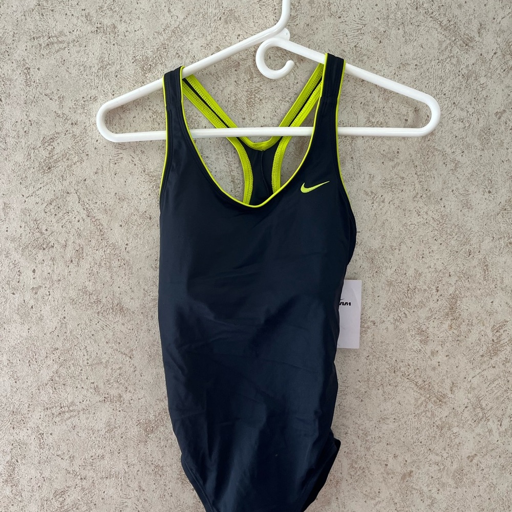 Nike Black One-Piece Swimsuit with Neon  Trim